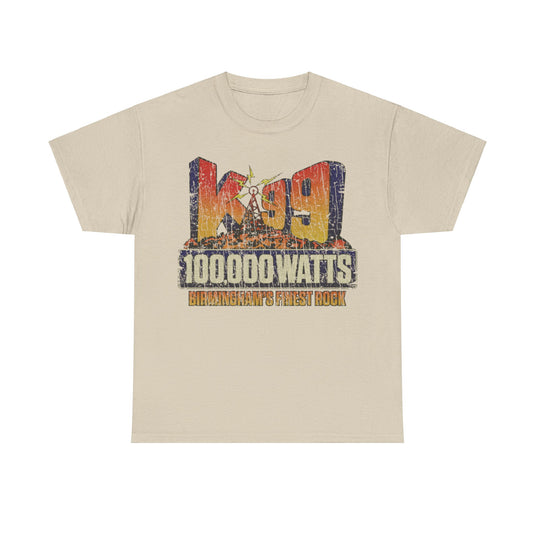 K99 Birminghams Finest Rock 1976 Radio Station Distressed Print T-shirt