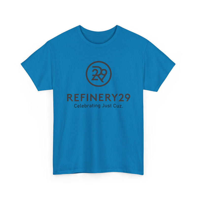 Load image into Gallery viewer, Refinery29 Celebrating Just Cuz T-Shirt Media Brand Logo Tee
