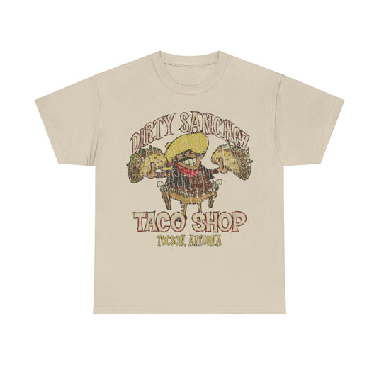 Dirty Sanchez Taco Shop 1982 Restaurant Distressed Print T-shirt