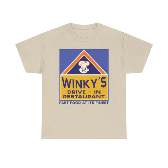 Winky's Drive-In Restaurant Fast Food Vintage Logo Chain T-Shirt