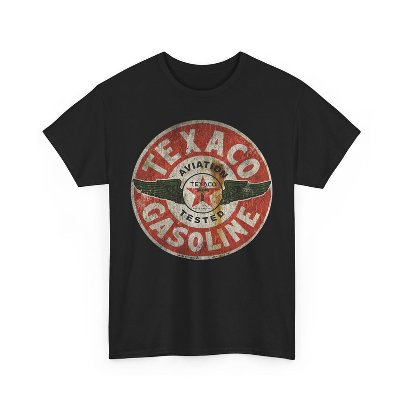 Load image into Gallery viewer, Texaco Aviation Tested Gasoline Sign 1902 Texas Oil Company T-shirt
