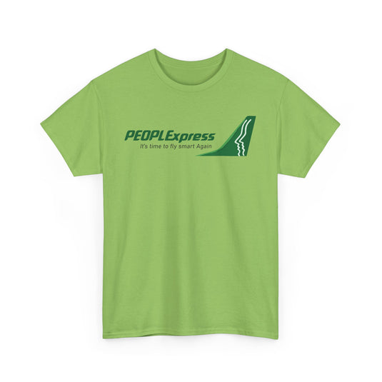 PEOPLExpress Green Tail Logo Time To Fly Smart Again Airline T-shirt