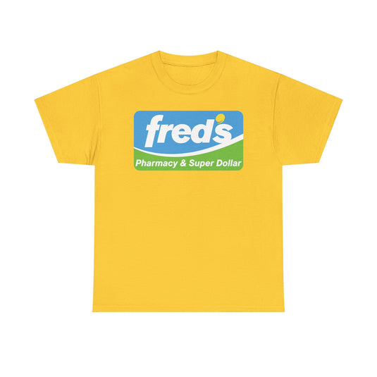 Fred's Pharmacy & Super Dollar Blue Green Retro Logo T-Shirt