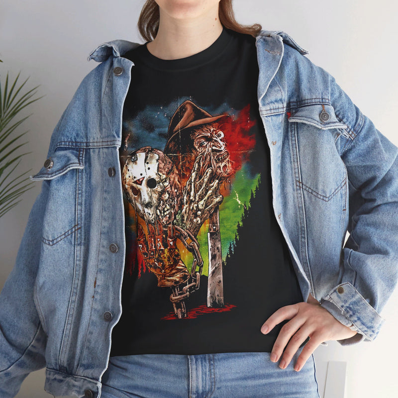 Load image into Gallery viewer, Jason Voorhies Freddy Krueger Heads Movie T-shirt
