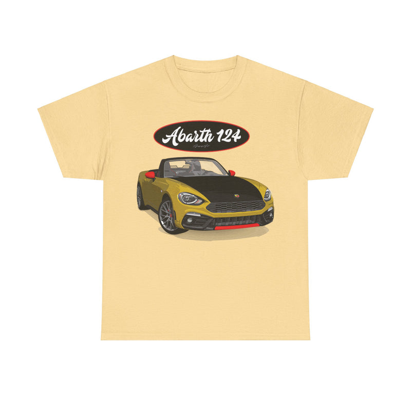 Load image into Gallery viewer, Fiat 124 Spider Arbarth Giallo Car Nostalgic Retro T-shirt
