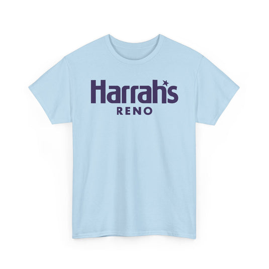 Harrah’s Reno Defunct Casino Logo Purple Graphic T-Shirt Nevada Gambling Resort Tee