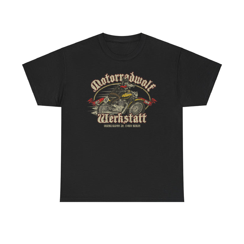 Load image into Gallery viewer, Motorradwolf Werkstatt 1968 Berlin Germany T-shirt
