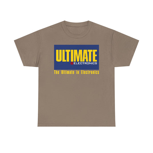 Ultimate Electronics The Ultimate in Electronics Blue Yellow Logo T-shirt
