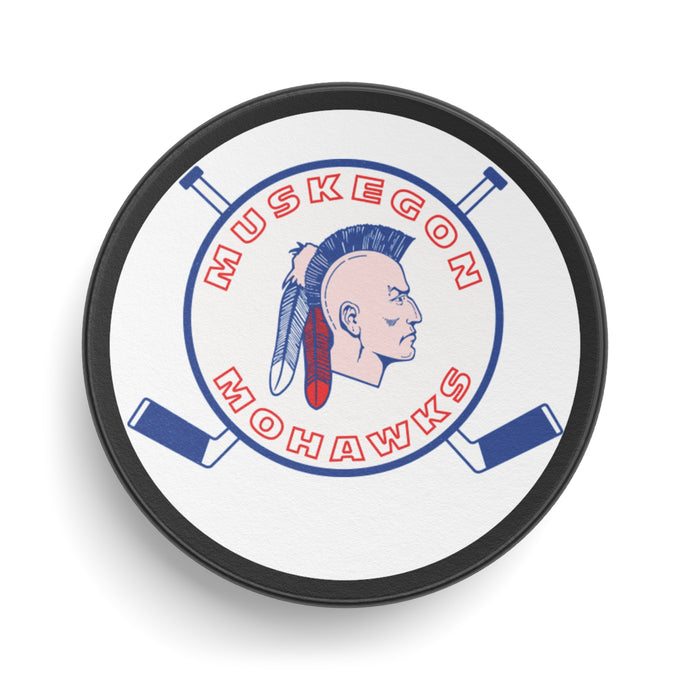 Muskegon Mohawks Logo Nostalgic Hockey Puck