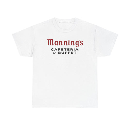 Manning's Cafeterias T-Shirt - Restaurant Industry Defunct Logo Tee