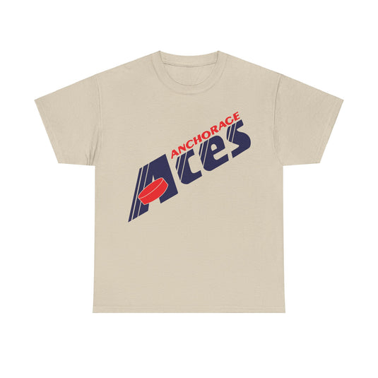 Anchorage Aces Slant Logo PSHL Hockey 1989 Nostalgic Retro T-shirt