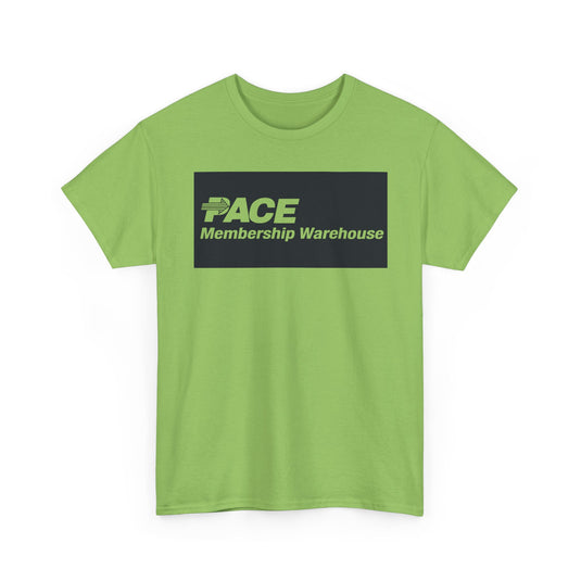 PACE Membership Warehouse Club Navy Blue Logo Bulk Shopping Nostalgic T-shirt