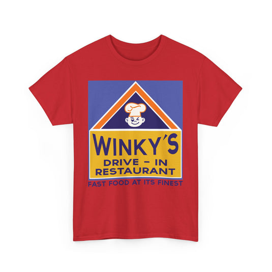 Winky's Drive-In Restaurant Fast Food Vintage Logo Chain T-Shirt