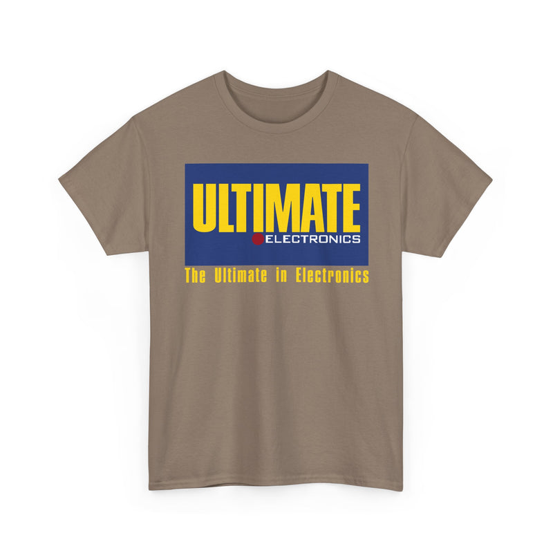 Load image into Gallery viewer, Ultimate Electronics The Ultimate in Electronics Blue Yellow Logo T-shirt
