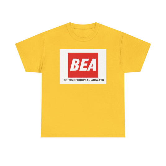 BEA British European Airways Red Square Vintage Travel Collectible T-shirt