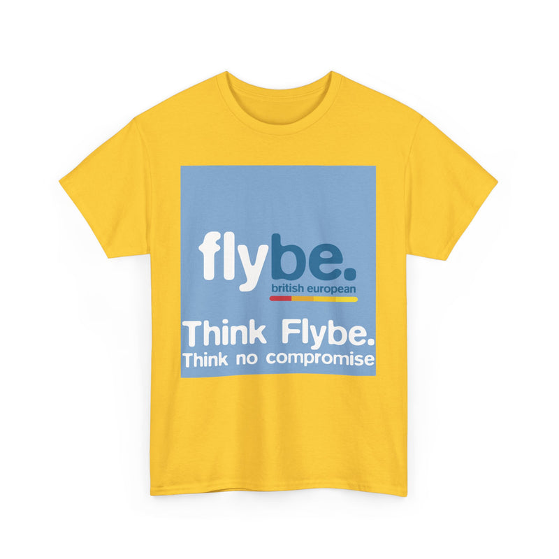 Load image into Gallery viewer, Flybe British European Think No Compromise Regional Airline Logo T-shirt
