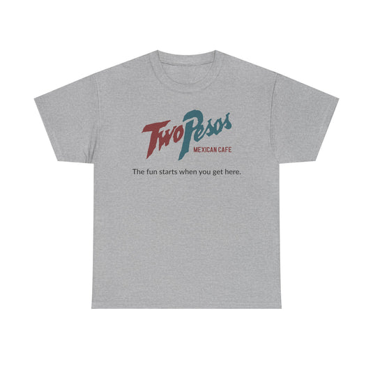 Two Pesos Mexican Cafe Vintage Restaurant Logo Chain T-Shirt