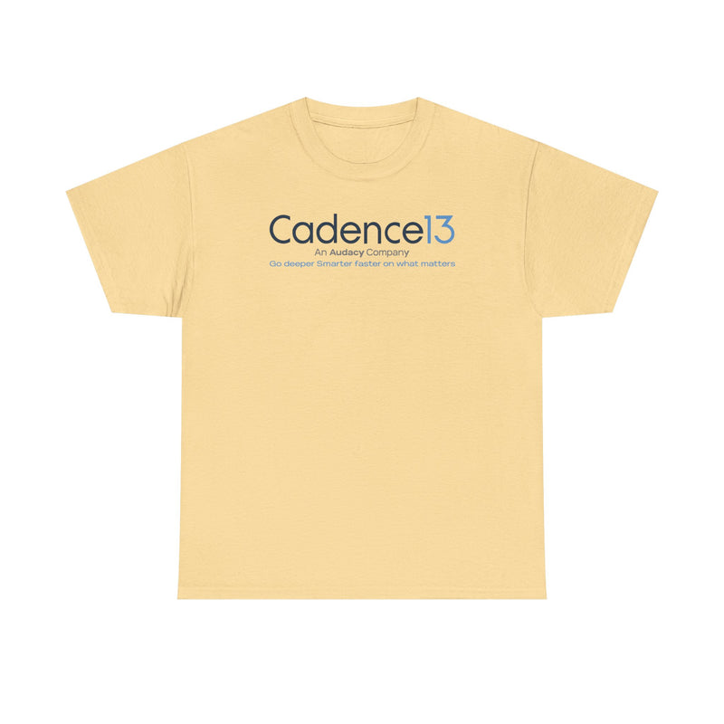 Load image into Gallery viewer, Cadence13 T-Shirt Defunct Audacy Podcast Company Go Deeper Smarter Faster TeeRetry
