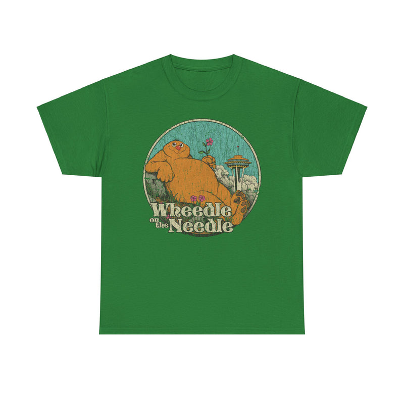 Load image into Gallery viewer, Wheedle on the Needle 1974 Seattle Washington Nostalgic Illustrated Book T-shirt
