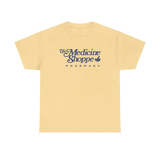 Medicine Shoppe Pharmacy T-Shirt Defunct Drugstore Bankrupt Logo Tee