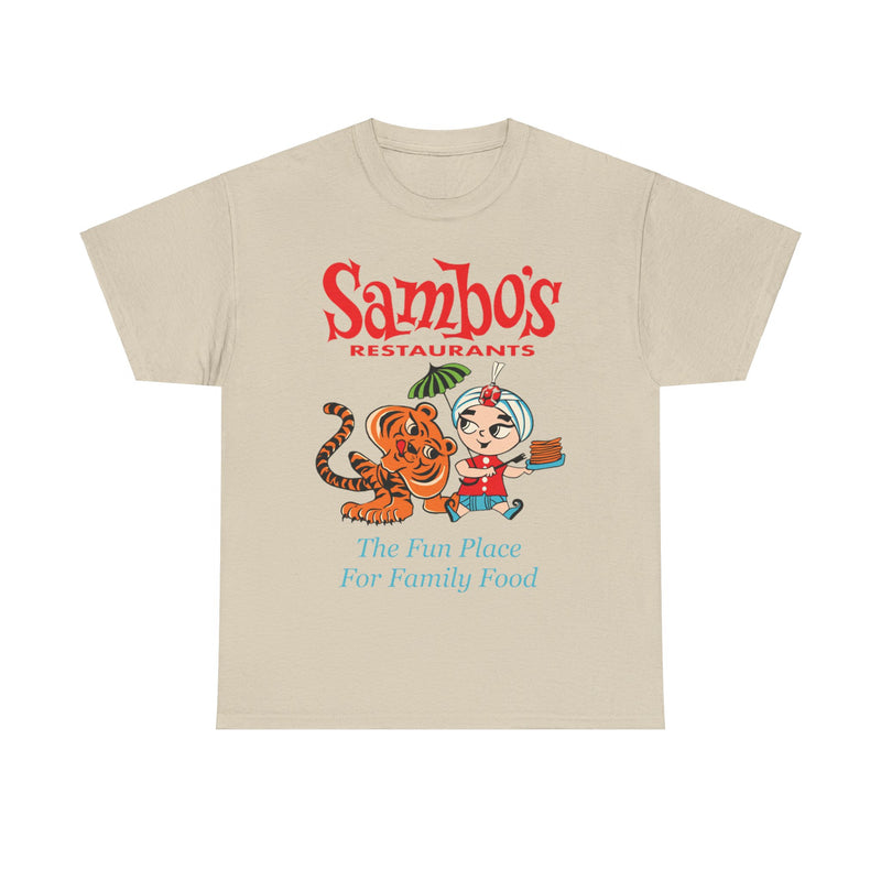 Load image into Gallery viewer, Sambos Fun Place for Family Food California Restaurant T-shirt
