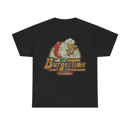 BurgerTime 1982 Video Game Distressed Print T-shirt