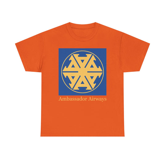 Ambassador Airways Blue Gold Emblem Classic UK Charter Airline T-shirt
