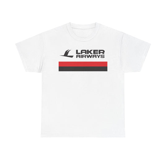 Laker Airways Vintage UK Airline Red Stripe Aviation Memorabilia T-shirt