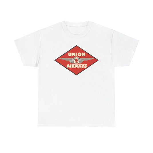 Union Airways NZ Red Diamond Winged Logo New Zealand Aviation T-shirt