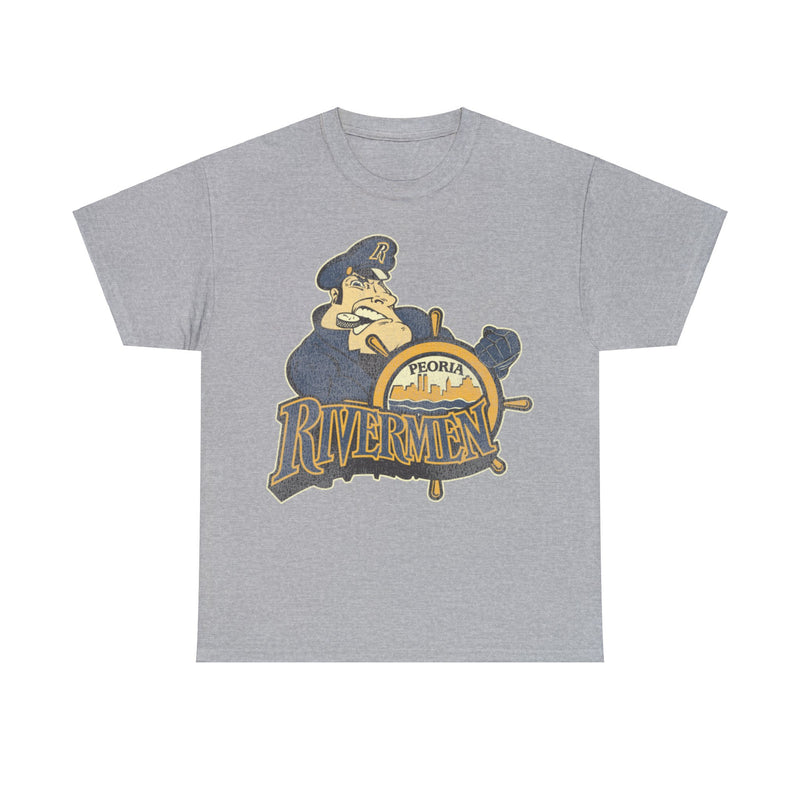 Load image into Gallery viewer, Peoria Rivermen Hockey Team Nostalgic Logo T-shirt
