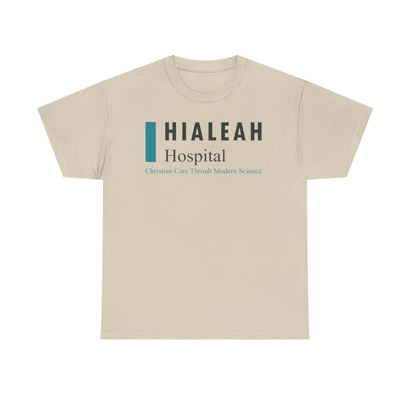 Load image into Gallery viewer, Hialeah Hospital Defunct Logo Christian Care Through Modern Science T-Shirt Medical Tee
