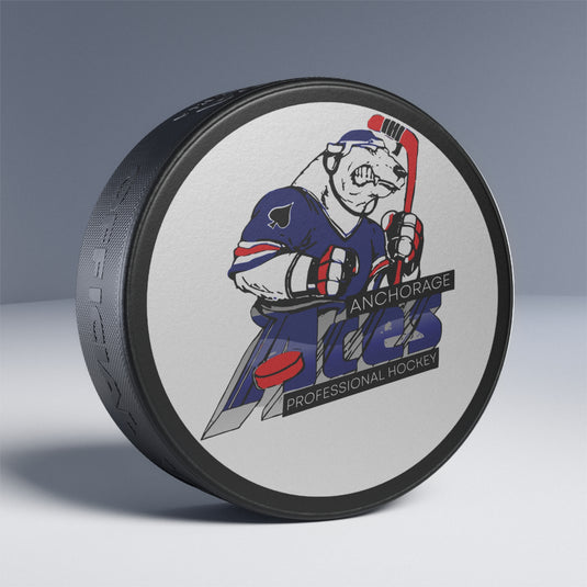 Anchorage Aces Mascot Logo Hockey Puck