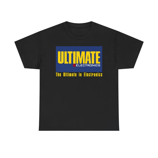 Ultimate Electronics The Ultimate in Electronics Blue Yellow Logo T-shirt