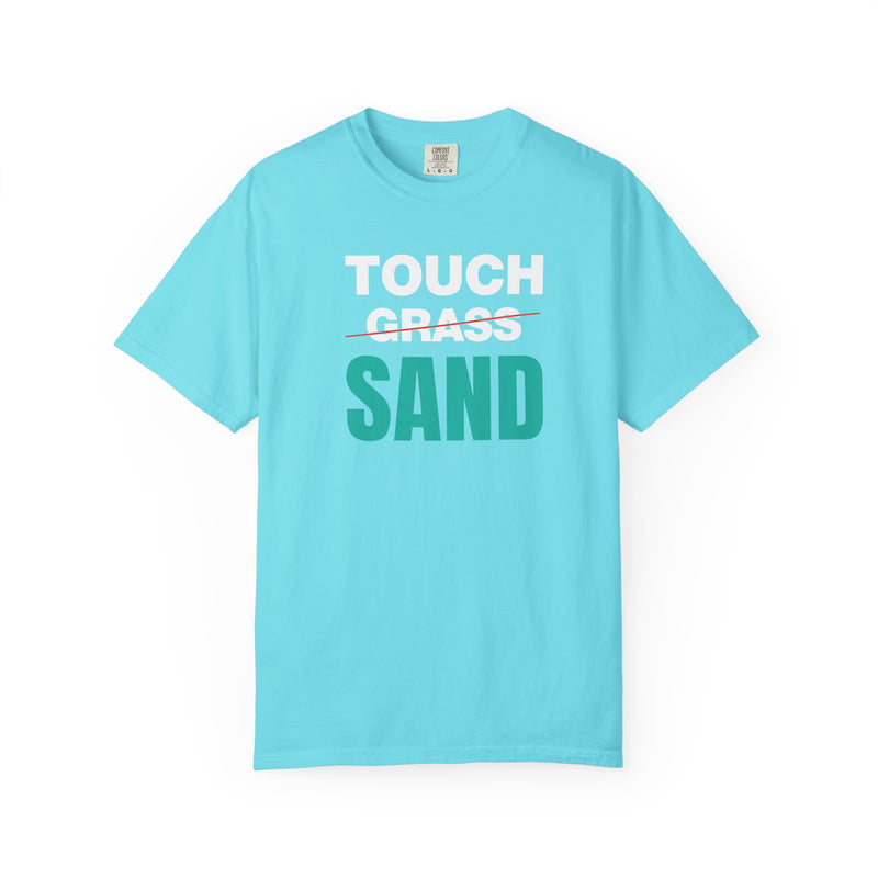 Load image into Gallery viewer, Touch Grass Sand Credit Card Points Miles Travel Teal T-shirt
