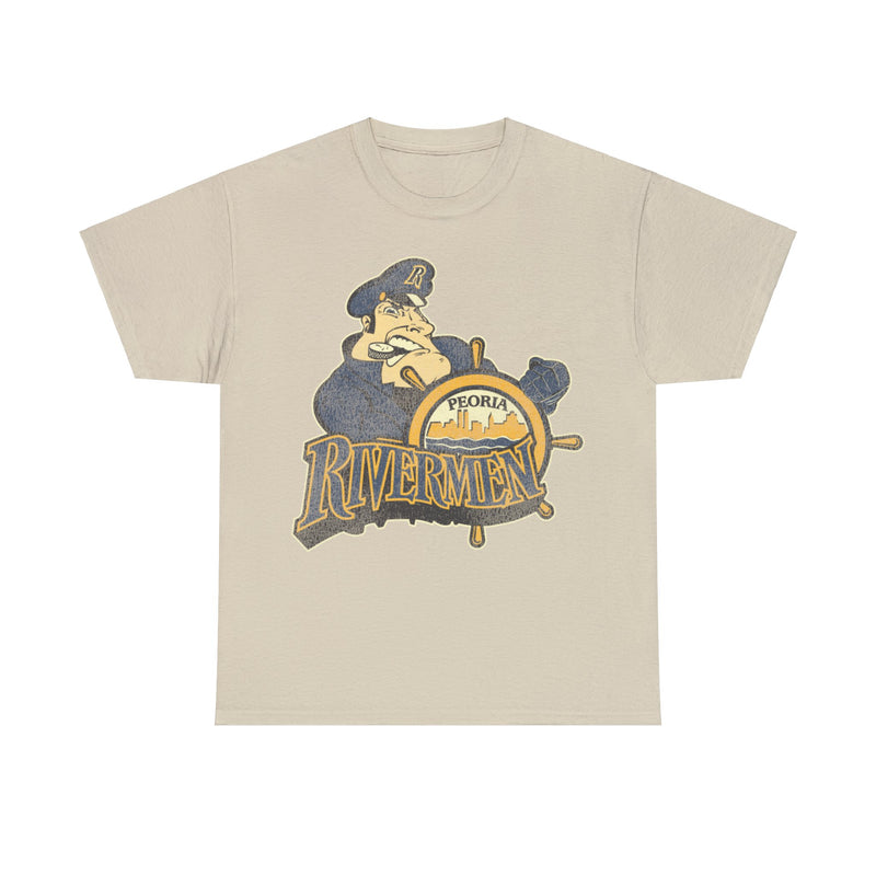 Load image into Gallery viewer, Peoria Rivermen Hockey Team Nostalgic Logo T-shirt
