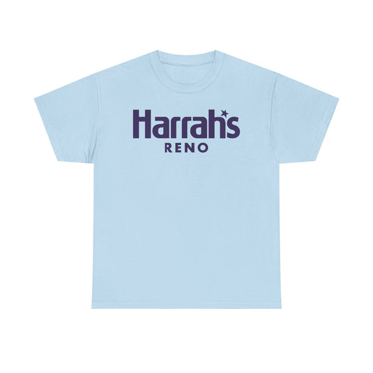 Harrah’s Reno Defunct Casino Logo Purple Graphic T-Shirt Nevada Gambling Resort Tee