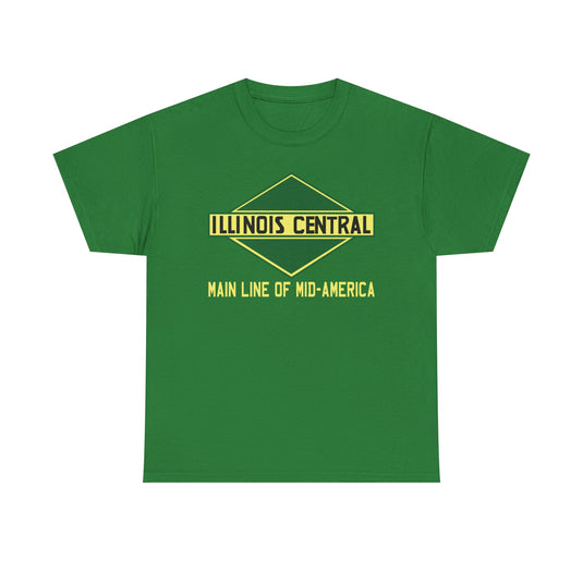 Illinois Central Main Line Mid-America Railroad Green Logo Train T-Shirt
