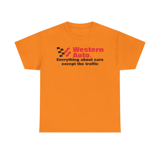 Western Auto Everything About Cars Except the Traffic Checkered Flag T-shirt