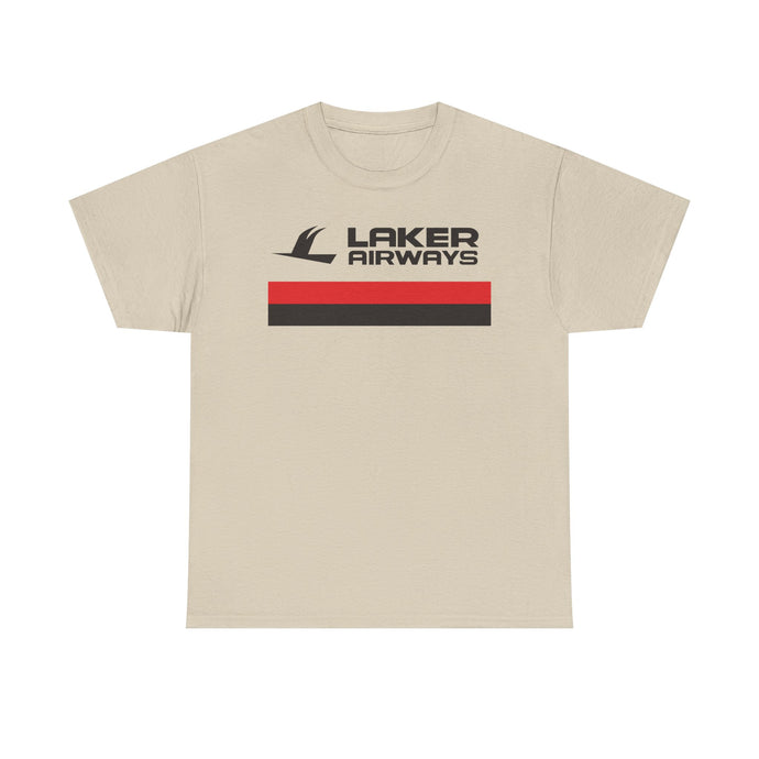 Laker Airways Vintage UK Airline Red Stripe Aviation Memorabilia T-shirt