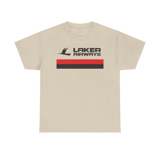 Laker Airways Vintage UK Airline Red Stripe Aviation Memorabilia T-shirt