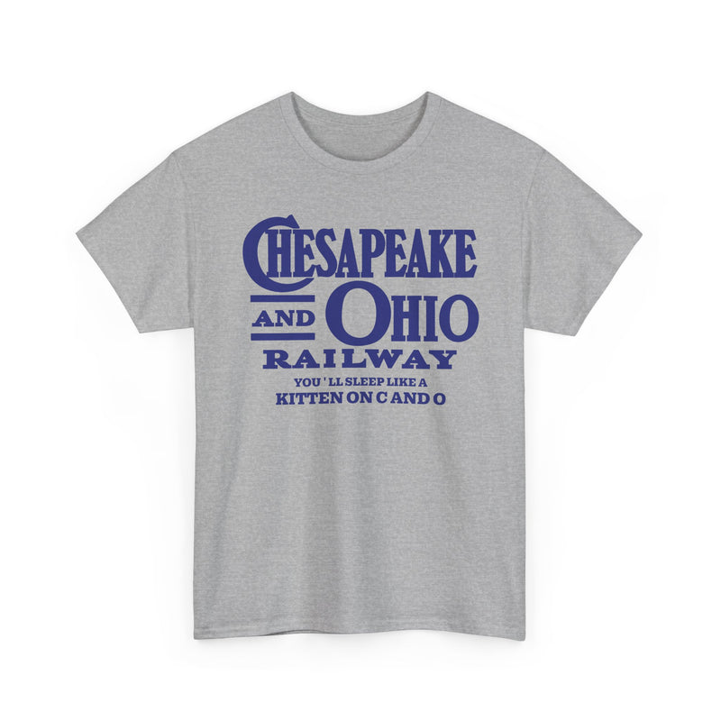 Load image into Gallery viewer, Chesapeake Ohio Railway Sleep Like Kitten Railroad Logo T-Shirt
