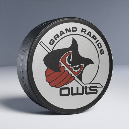 Grand Rapids Owls Michigan Nostalgic Logo Hockey Puck