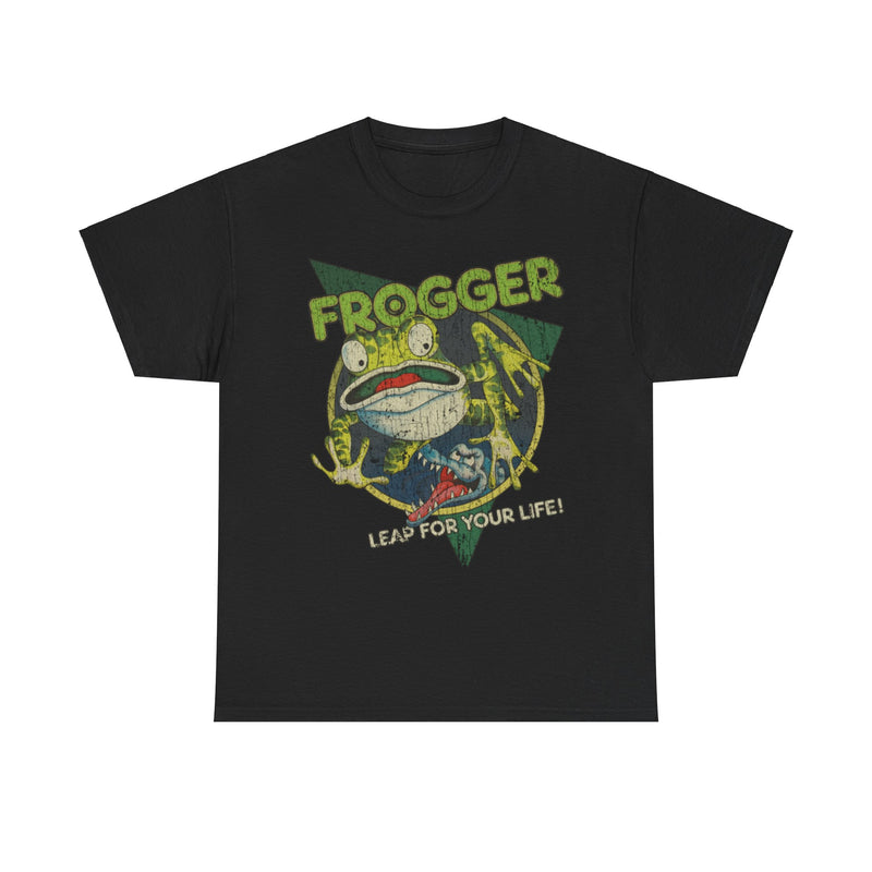 Load image into Gallery viewer, Frogger Leap For Your Life 1981 Video Game Distressed Print T-shirt
