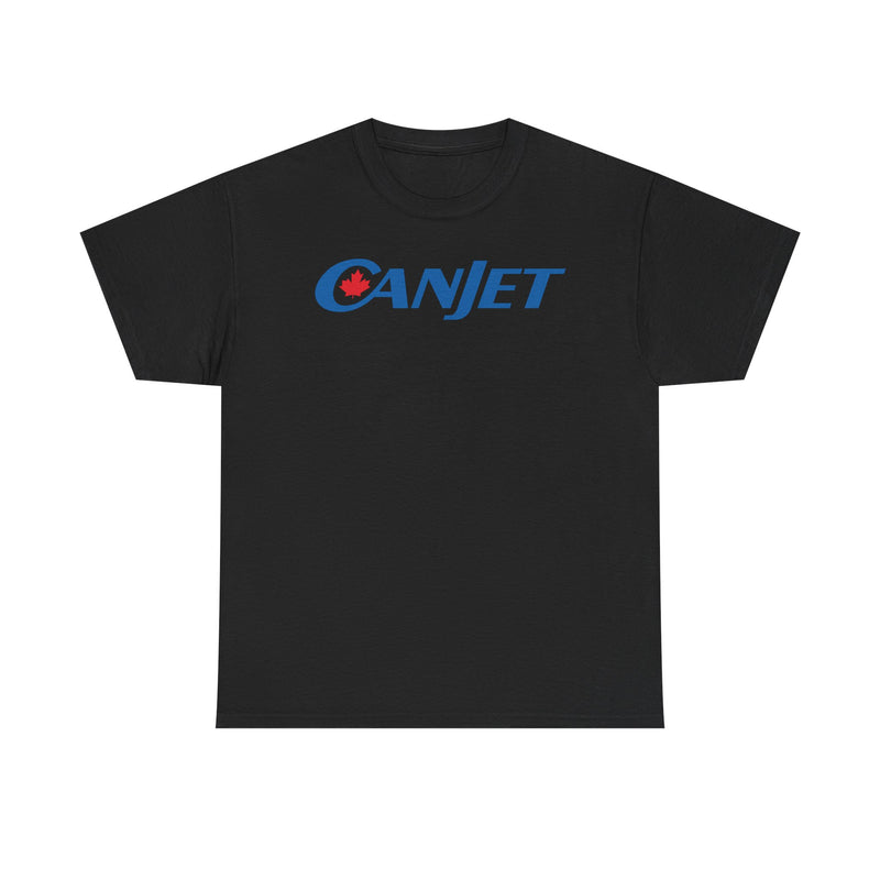 Load image into Gallery viewer, CanJet Canadian Maple Leaf Blue Logo Aviation Memorabilia T-shirt
