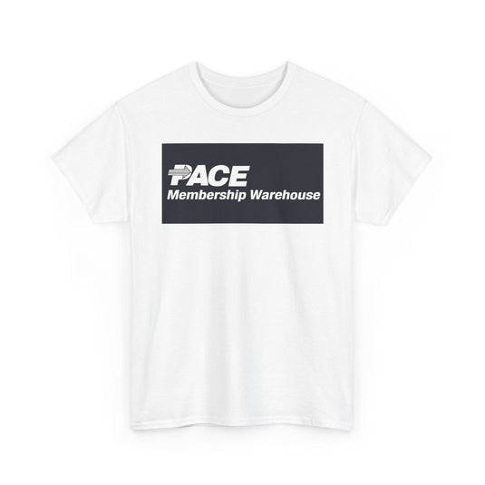 PACE Membership Warehouse Club Navy Blue Logo Bulk Shopping Nostalgic T-shirt