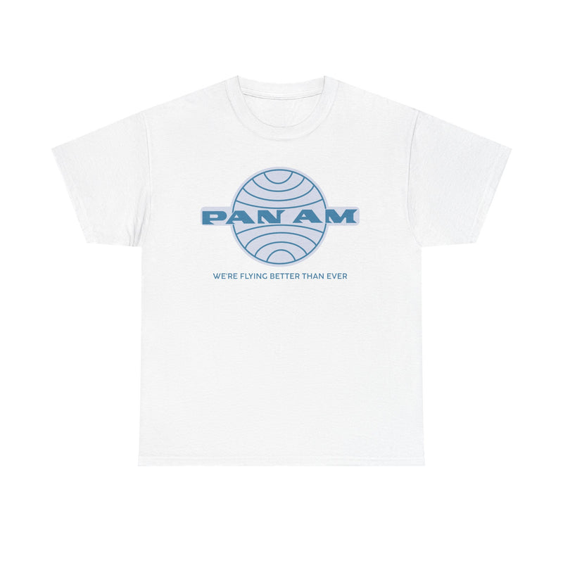 Load image into Gallery viewer, Pan Am Classic Blue Globe Logo Flying Better Than Ever T-shirt
