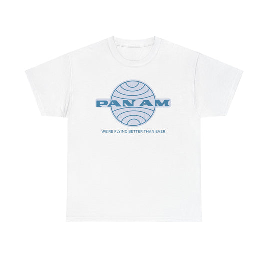 Pan Am Classic Blue Globe Logo Flying Better Than Ever T-shirt