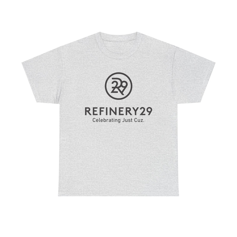 Load image into Gallery viewer, Refinery29 Celebrating Just Cuz T-Shirt Media Brand Logo Tee
