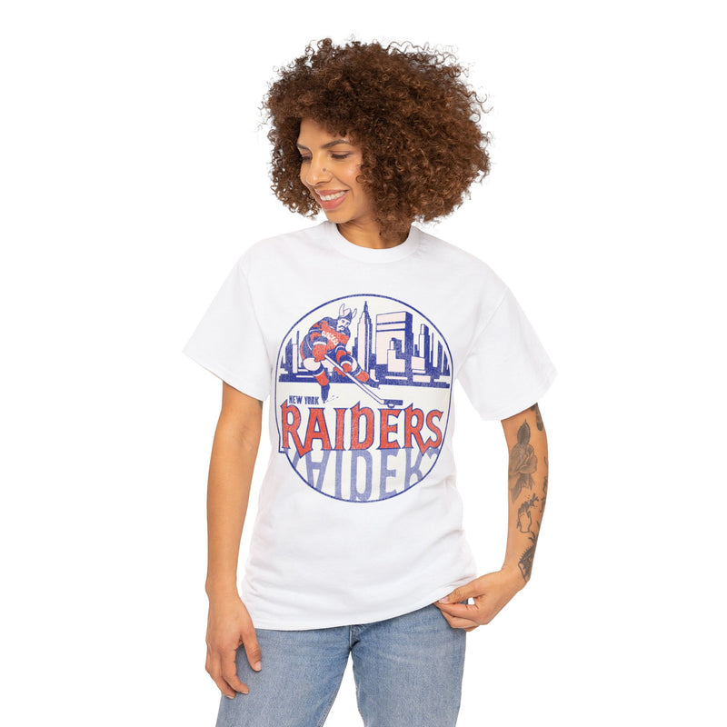 Load image into Gallery viewer, New York Raiders Logo Nostalgic Hockey T-shirt
