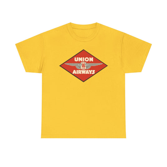 Union Airways NZ Red Diamond Winged Logo New Zealand Aviation T-shirt